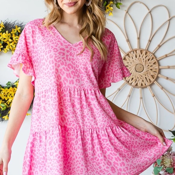 Heimish Full Size Leopard Ruffle Trim Short Sleeve Top - Picture 12 of 14